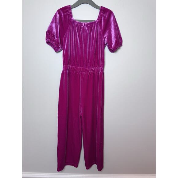 J. Crew Crewcuts Girl's Size 4 Velvet Jumpsuit Romper Pantsuit In Berry $80 NWT - Picture 3 of 13